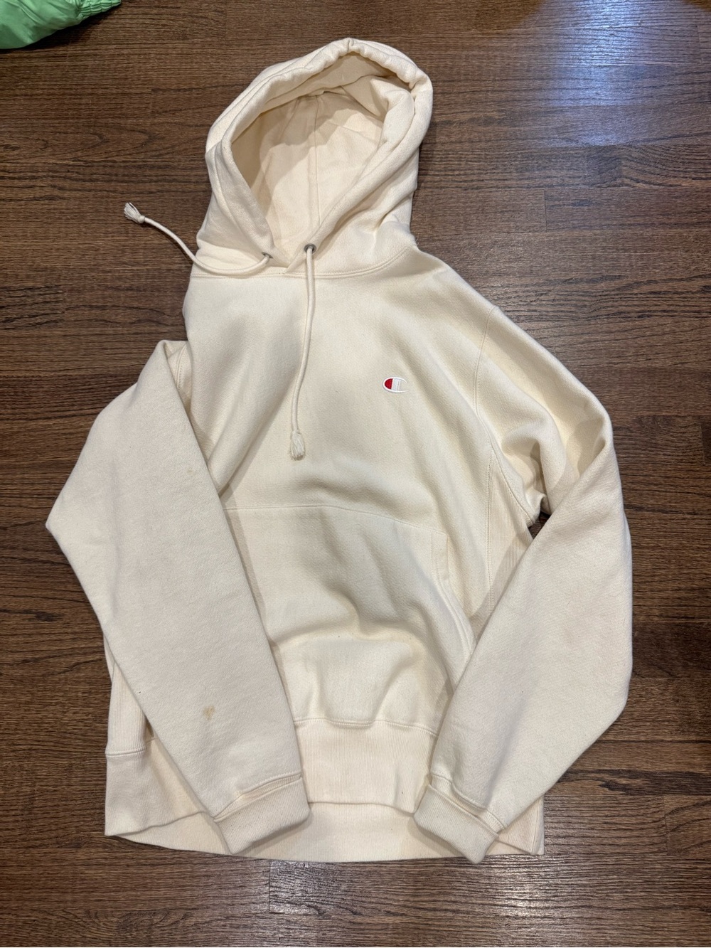Champion Cream Pullover Hoodie with Script C